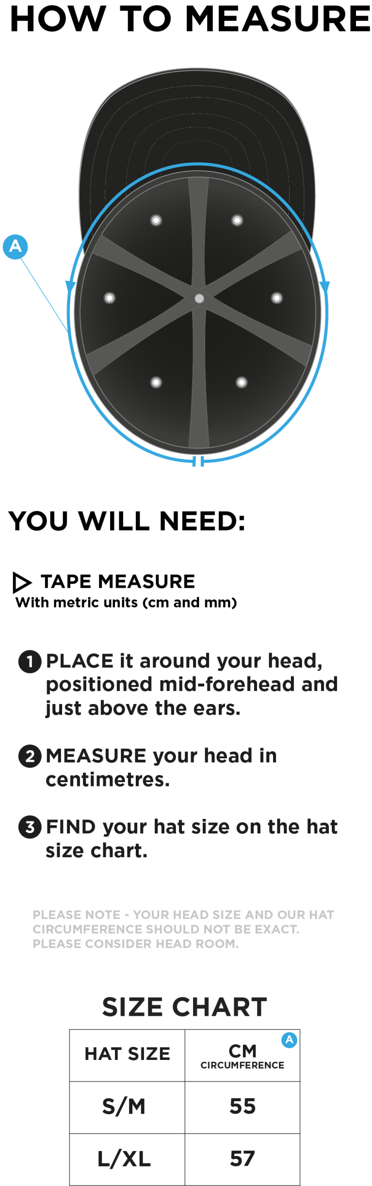 QMU - Fuse Flexi Cap - Size Guide