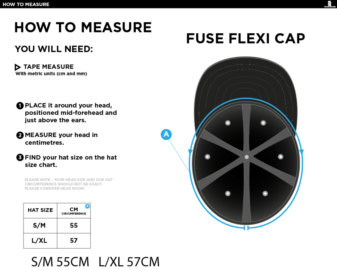 QMU - Fuse Flexi Cap - Size Guide