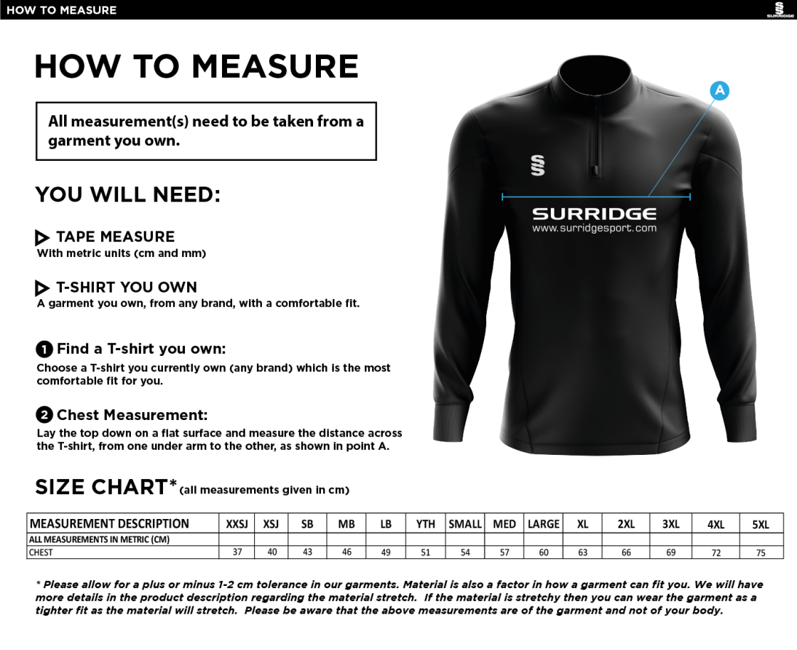 QMU - Performance Top - Size Guide