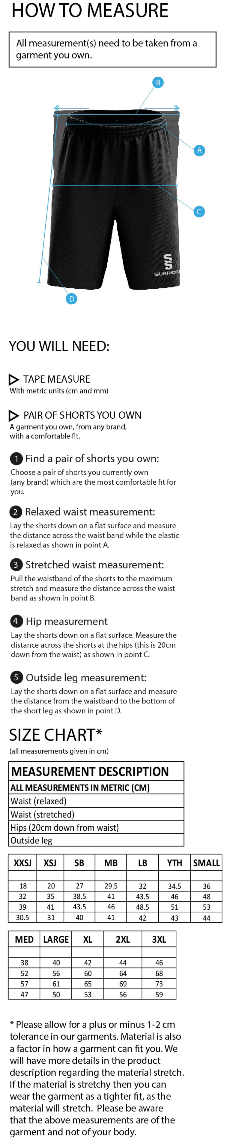 QMU - Fuse Shorts - Unisex Fit - Size Guide