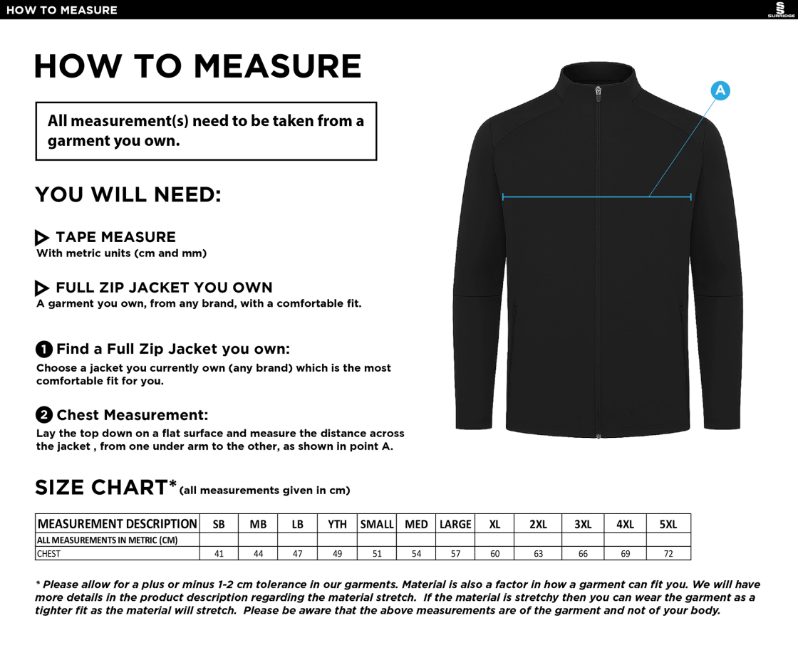 QMU - ACTIVE PRESENTATION JACKET - Size Guide