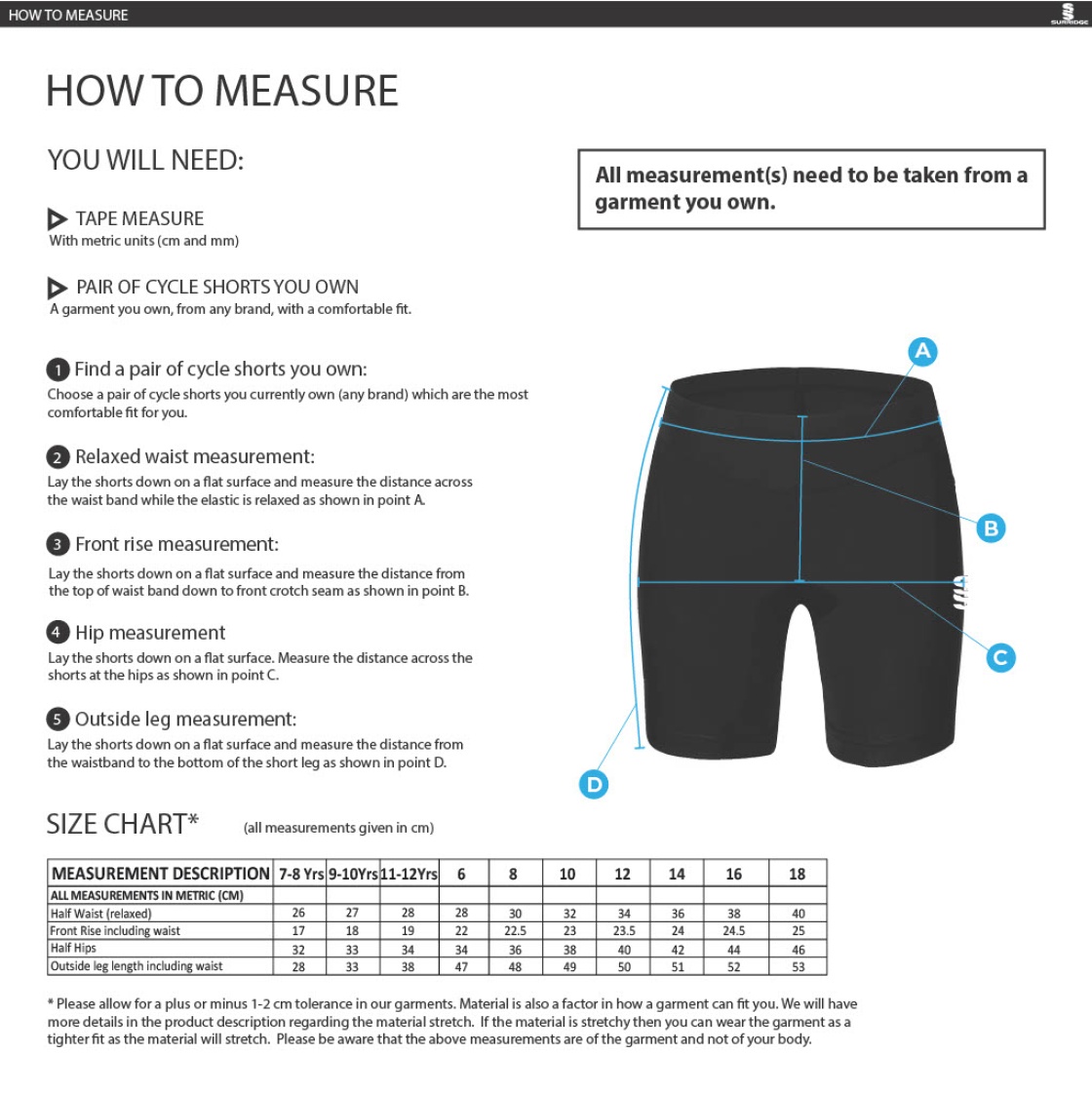 QMU - Dual Cycling Short - Women's Fit - Size Guide