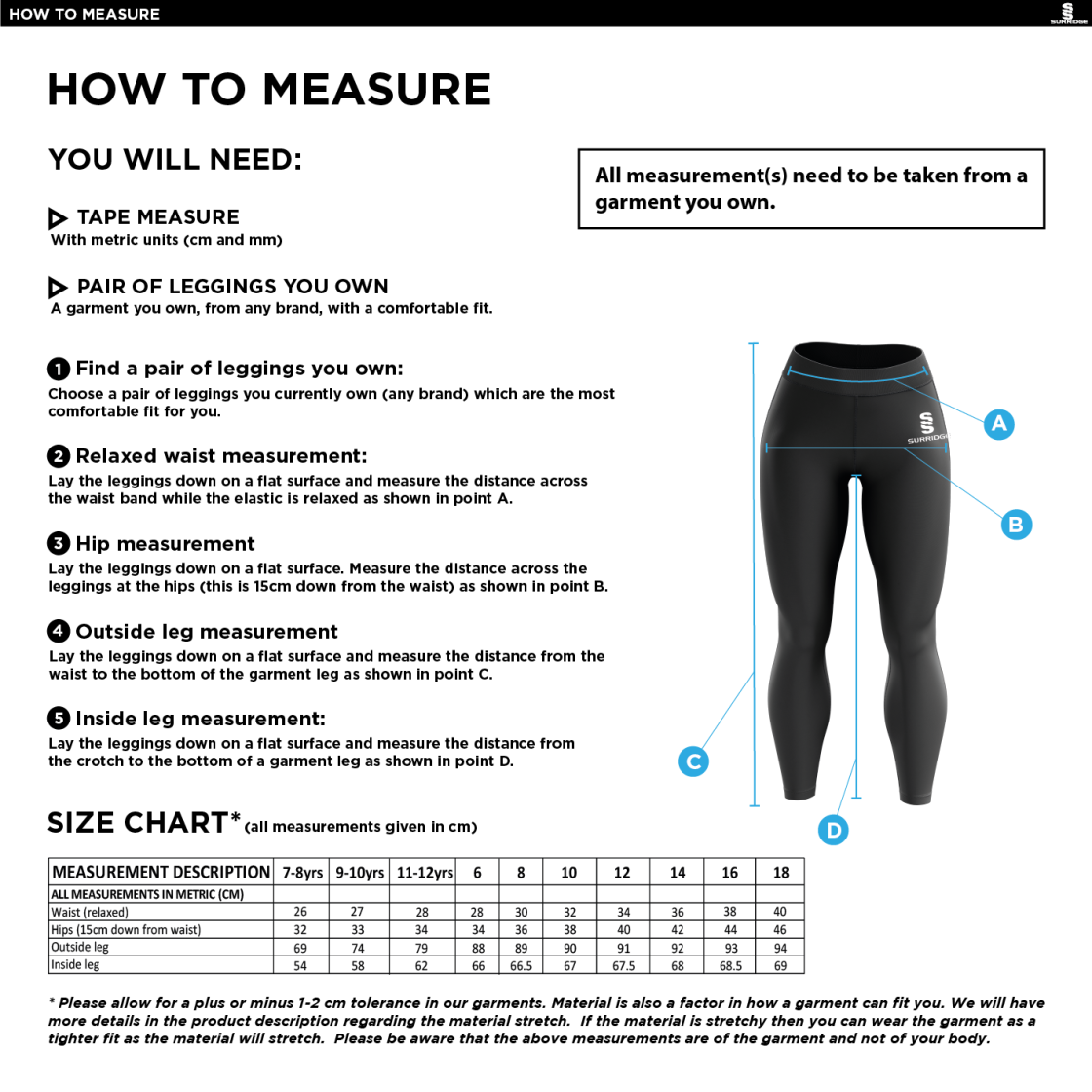 QMU - Leggings - Size Guide