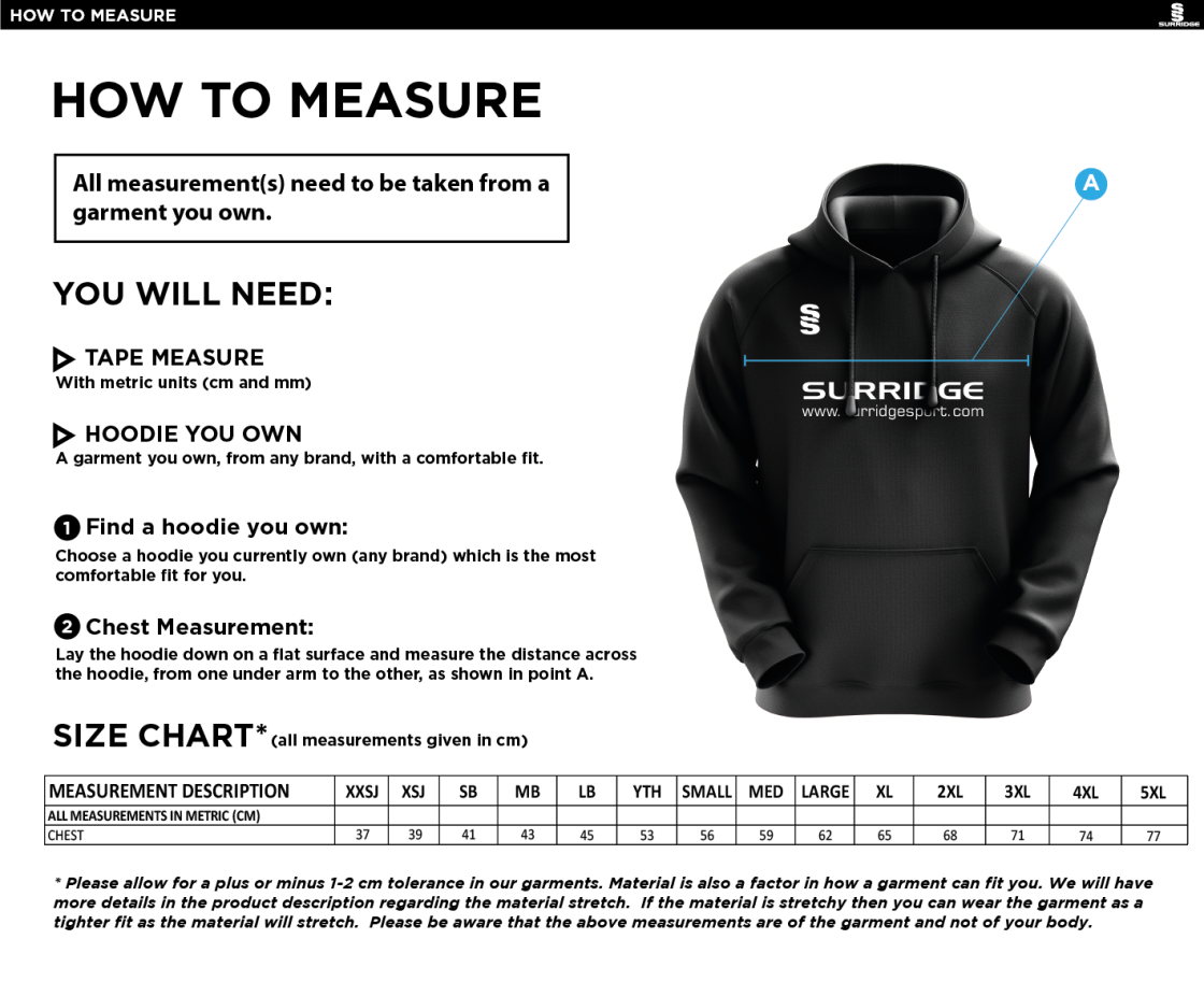 QMU - Overhead Hoodie - Size Guide