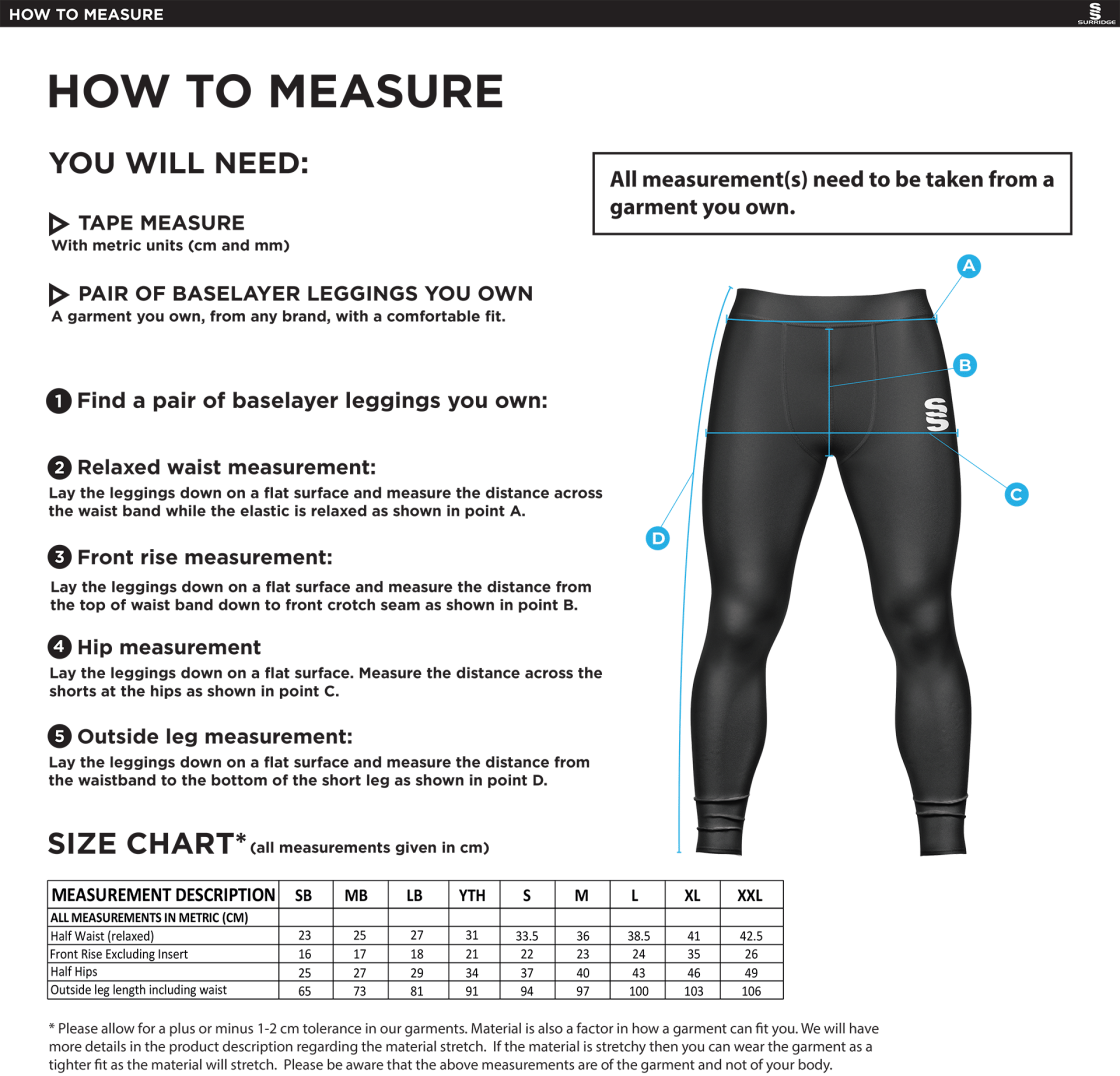 QMU - Dual Baselayer Legging - Men's Fit - Size Guide