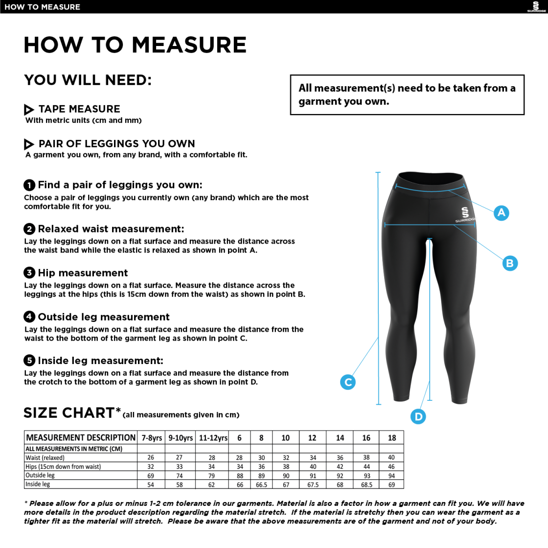 QMU - Dual Performance Leggings - Women's Fit - Size Guide