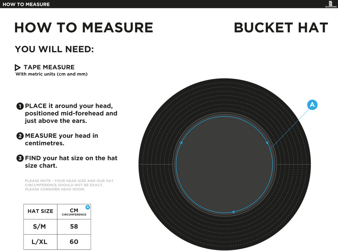 QMU - Dual Bucket Hat - Size Guide
